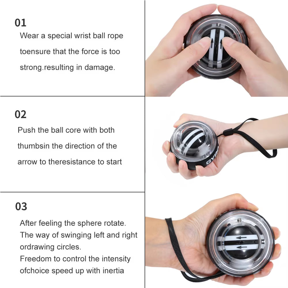 Self-Starting Wrist Gyro Ball Power Trainer Ball Wrist Strengthening Device Forearm Exerciser Strengthen Arms Fingers Muscles